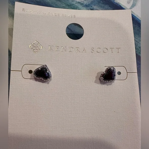 Kendra Scott Anna Stud Earrings - Iridescent Navy NWT - Picture 5 of 6